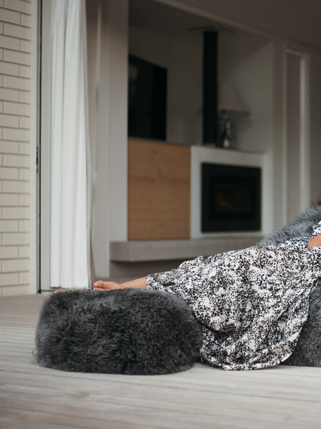 Sheepskin Footstool - Wool Filled